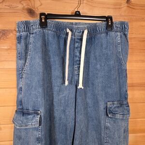 Gap High Rise Wide Leg Cargo Jeans XL Wide Leg Pull On Skater Hip Hop Baggy 90s